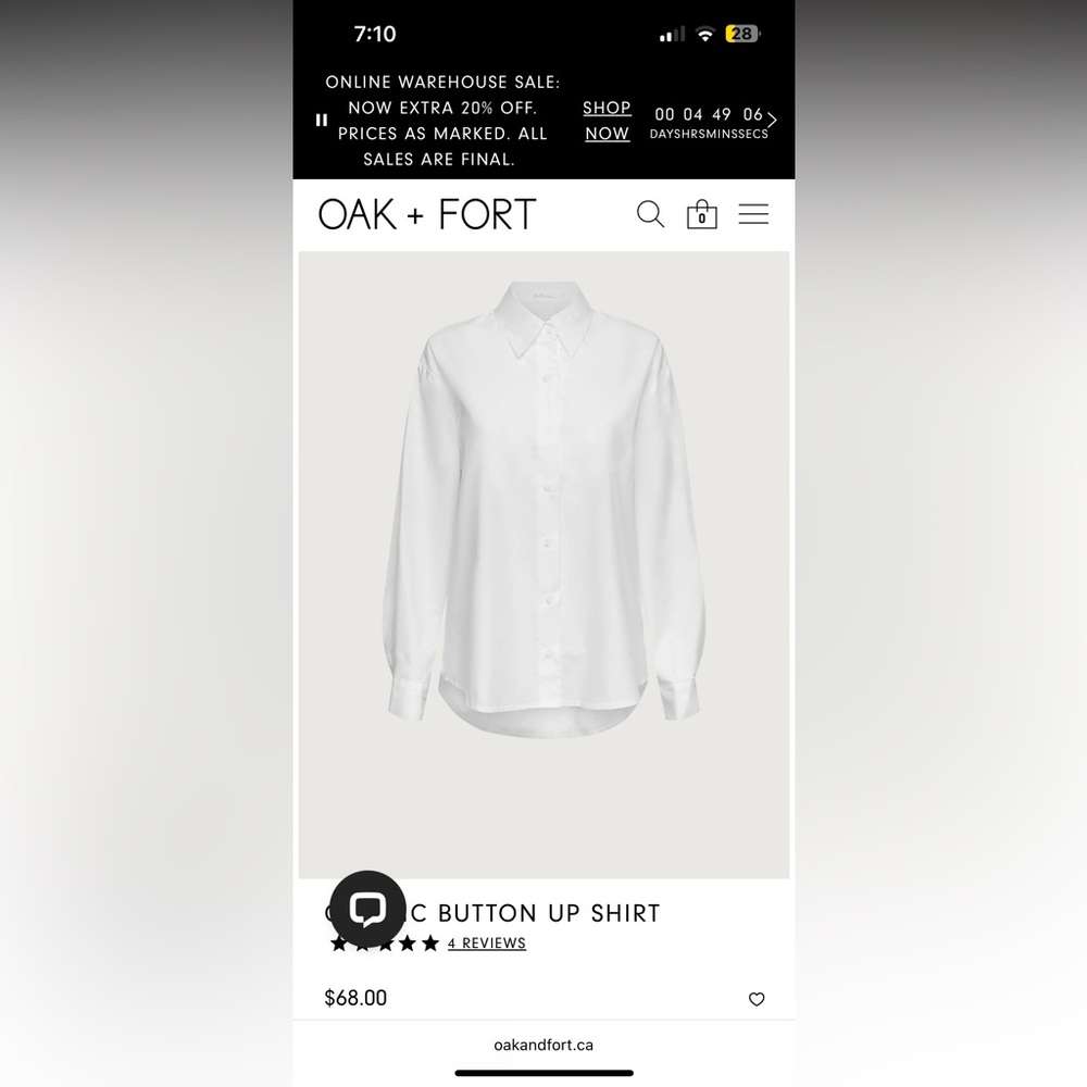 OAK + FORT Classic White Button-Down Shirt